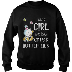 Just A Girl Who Loves Cats And Butterflies shirt 2