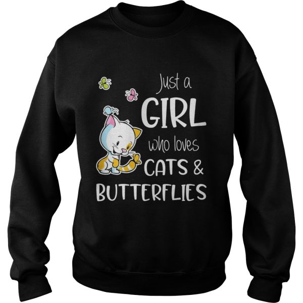 Just A Girl Who Loves Cats And Butterflies shirt