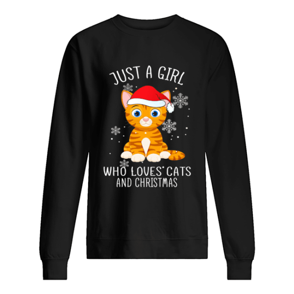 Just A Girl Who Loves Cats And Christmas Shirt