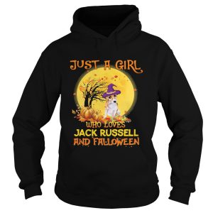 Just A Girl Who Loves Jack Russell And Falloween Pumpkin Sunset Halloween shirt