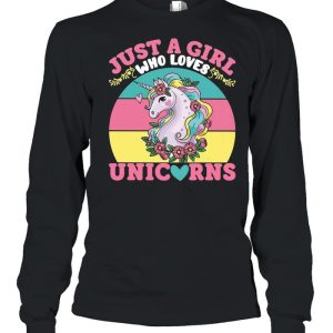 Just A Girl Who Loves Unicorns Vintage Retro T shirt 1