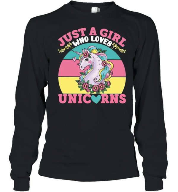 Just A Girl Who Loves Unicorns Vintage Retro T-shirt