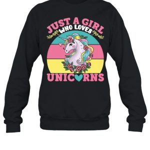 Just A Girl Who Loves Unicorns Vintage Retro T shirt 2