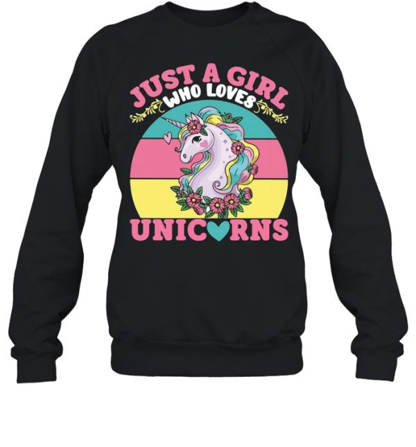 Just A Girl Who Loves Unicorns Vintage Retro T-shirt