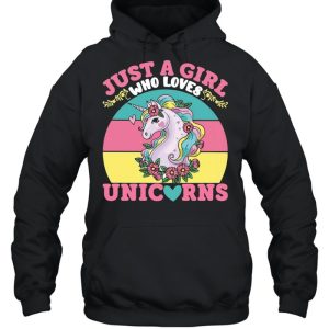 Just A Girl Who Loves Unicorns Vintage Retro T shirt 3