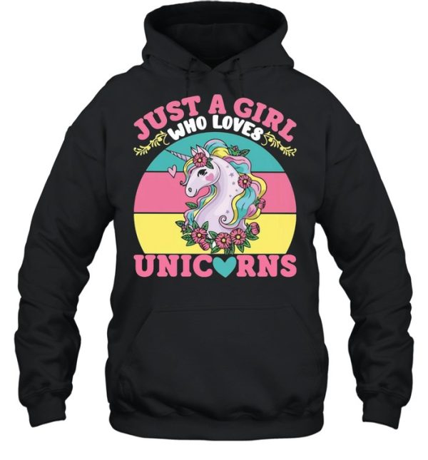 Just A Girl Who Loves Unicorns Vintage Retro T-shirt