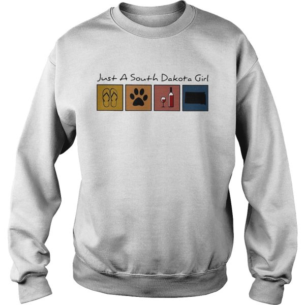 Just A South Dakota Girl Flip Flop Dog Wine South Dakota Map shirt