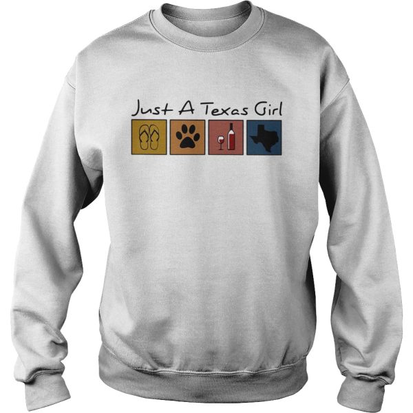 Just A Texas Girl Flip Flop Dog Wine Texas Map shirt