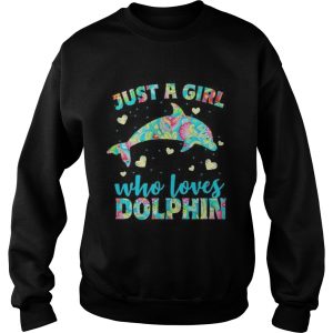 Just a girl who loves dolphins hearts shirt 2