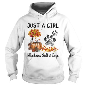 Just a girl who loves fall and paw dogs pumpkin maple leaves shirt