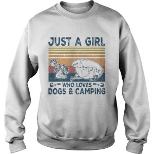 Just a girl who loves paw dogs and camping vintage retro shirt 2