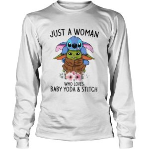 Just a woman who loves Baby Yoda and Stitch shirt 2