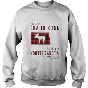 Just an idaho girl living in a north dakota world map shirt 2