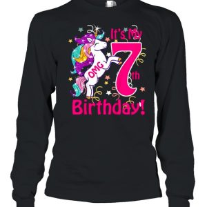 Kids Omg It's My 7th Birthday Girls Unicorn Outfit Tee Shirt 1