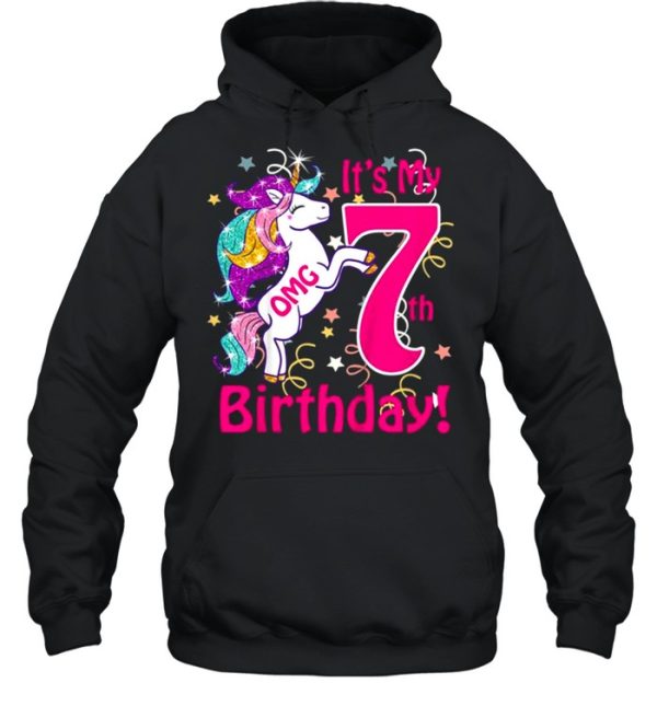 Kids Omg It’s My 7th Birthday Girls Unicorn Outfit Tee Shirt