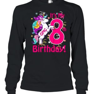 Kids Omg It's My 8th Birthday Girls Unicorn Outfit Tee Shirt 1