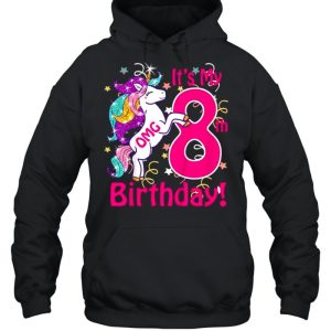 Kids Omg It's My 8th Birthday Girls Unicorn Outfit Tee Shirt 3