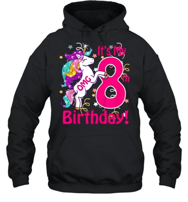 Kids Omg It’s My 8th Birthday Girls Unicorn Outfit Tee Shirt