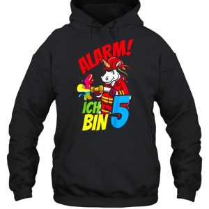 Kinder Kindergeburtstag 5 Jahre alt Alarm Einhorn Feuerwehr Design shirt 3