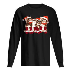 Kittens With Santa Hats Funny Christmas Cat Meme Tee T Shirt 1