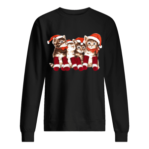 Kittens With Santa Hats Funny Christmas Cat Meme Tee T-Shirt