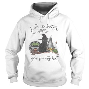 LIFE IS BETTER IN A POINTY HAT CAT WITCH HALLOWEEN shirt 1