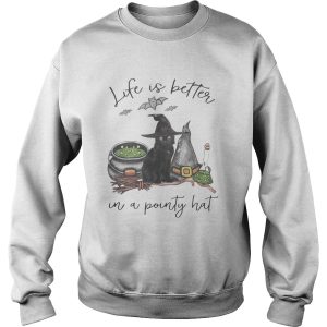 LIFE IS BETTER IN A POINTY HAT CAT WITCH HALLOWEEN shirt 2