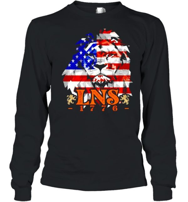 LNS 1776 lion American flag shirt