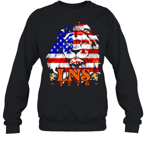 LNS 1776 lion American flag shirt