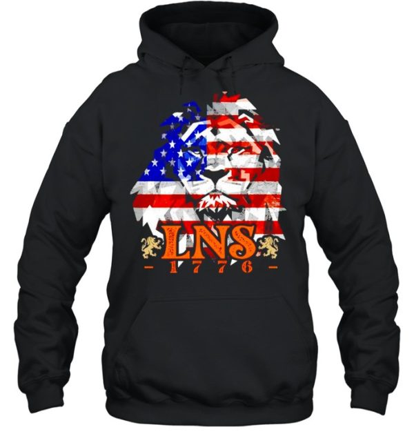 LNS 1776 lion American flag shirt