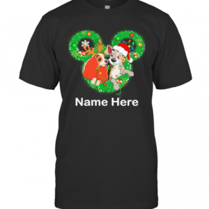 Lady And The Tramp Mickey Mouse Name Here Christmas T-Shirt