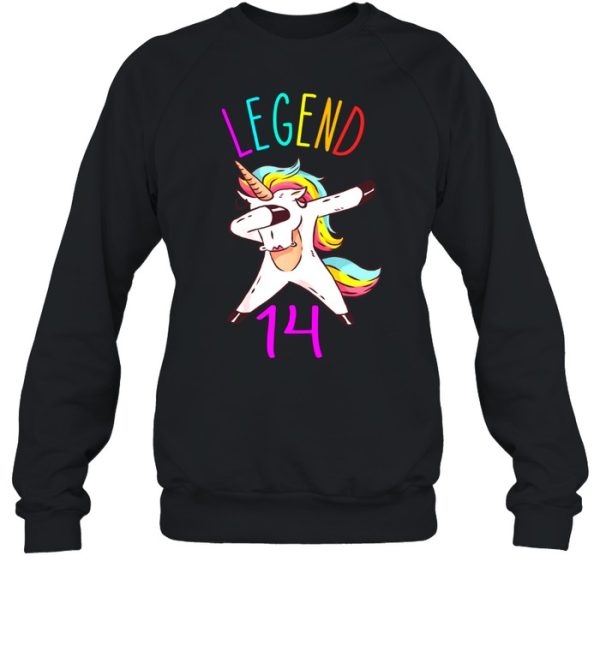 Legend 14 Years Old Dabbing Unicorn Dab 14th Birthday shirt