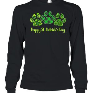 Leopard Print Three Dog Paws Happy Saint Patricks day shirt