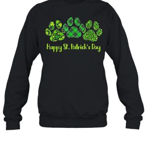 Leopard Print Three Dog Paws Happy Saint Patricks day shirt