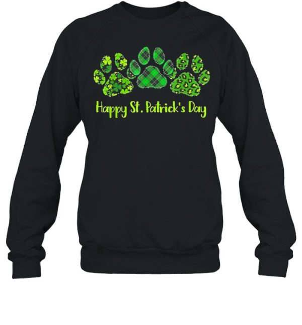 Leopard Print Three Dog Paws Happy Saint Patricks day shirt