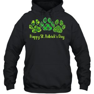 Leopard Print Three Dog Paws Happy Saint Patricks day shirt 3