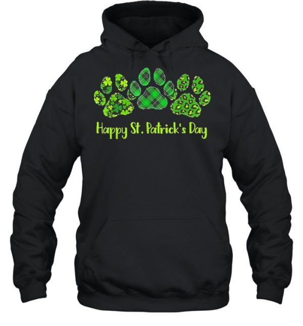 Leopard Print Three Dog Paws Happy Saint Patricks day shirt