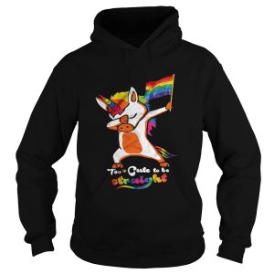 Lgbt flag unicorn too cute to be straight shirt 1