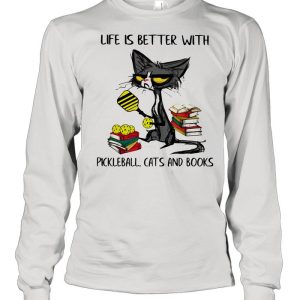 Life Is Better With Pickleball Cats And Books Old Cat Shirt 1