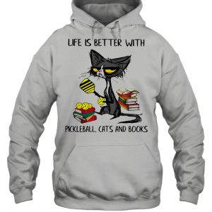 Life Is Better With Pickleball Cats And Books Old Cat Shirt 3