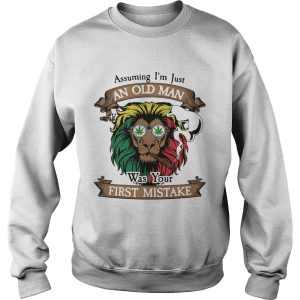 Lion smoking assuming Im just an old lady was your first mistake vintage shirt 2