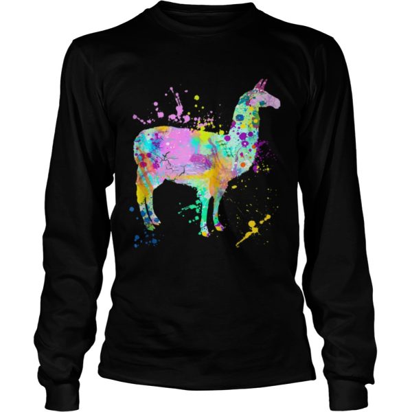 Llama Watercolor Paint Splash Artsy Love Llamas Alpaca shirt