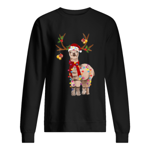 Llama reindeer light Christmas shirt 2