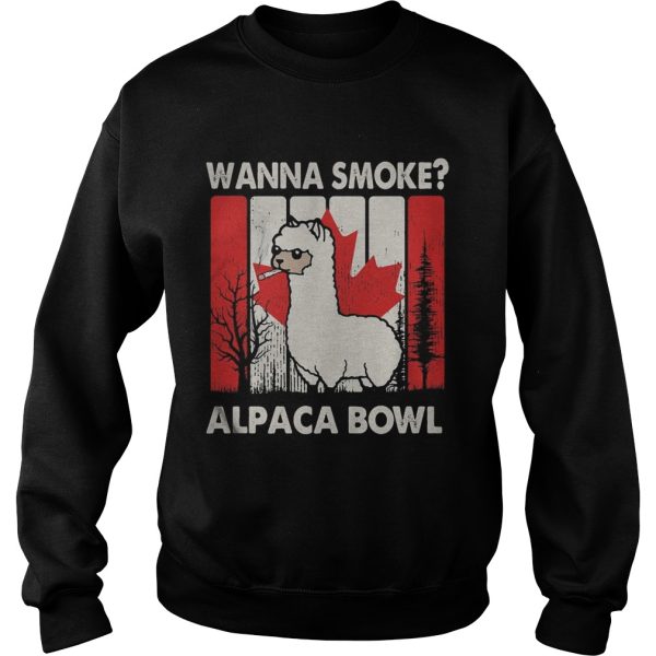 Llama wanna smoke alpaca bowl version vintage canada shirt