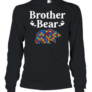 Mens Autism Awareness Brother Bear Puzzle Piece Autistic Sibling shirt 1
