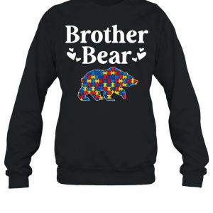 Mens Autism Awareness Brother Bear Puzzle Piece Autistic Sibling shirt 2