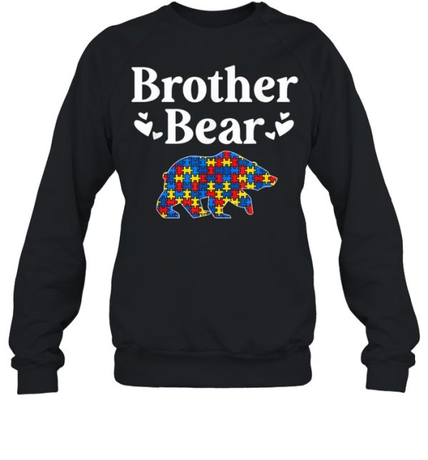 Mens Autism Awareness Brother Bear Puzzle Piece Autistic Sibling shirt