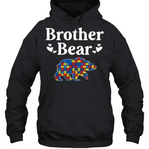 Mens Autism Awareness Brother Bear Puzzle Piece Autistic Sibling shirt 3