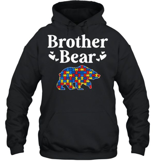 Mens Autism Awareness Brother Bear Puzzle Piece Autistic Sibling shirt