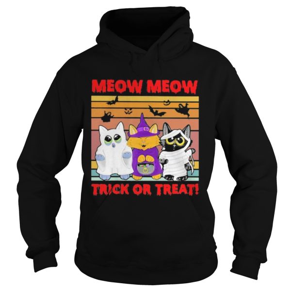 Meow Meow Trick Or Treat Cats Halloween Vintage Retro shirt